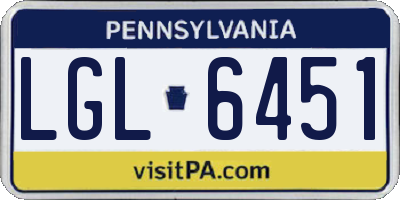 PA license plate LGL6451