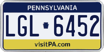 PA license plate LGL6452