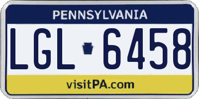PA license plate LGL6458
