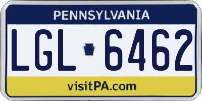 PA license plate LGL6462