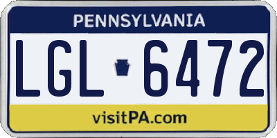 PA license plate LGL6472