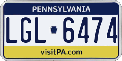 PA license plate LGL6474