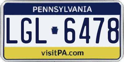 PA license plate LGL6478