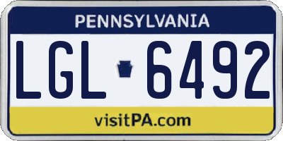 PA license plate LGL6492
