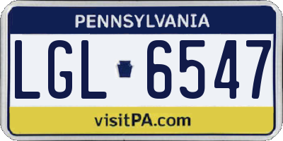 PA license plate LGL6547