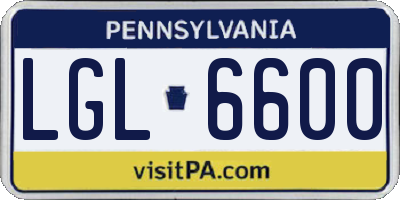 PA license plate LGL6600