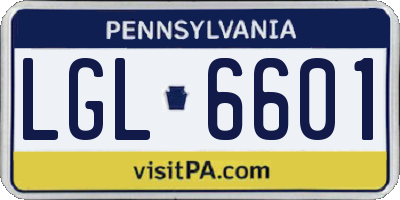 PA license plate LGL6601