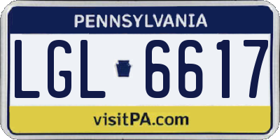 PA license plate LGL6617