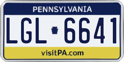 PA license plate LGL6641
