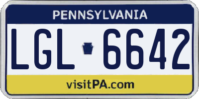 PA license plate LGL6642
