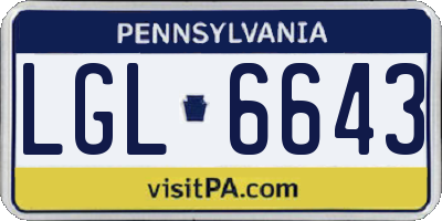 PA license plate LGL6643