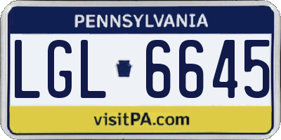 PA license plate LGL6645