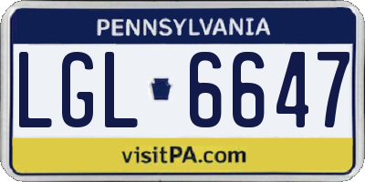 PA license plate LGL6647