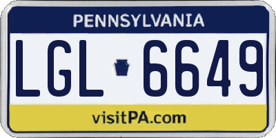 PA license plate LGL6649