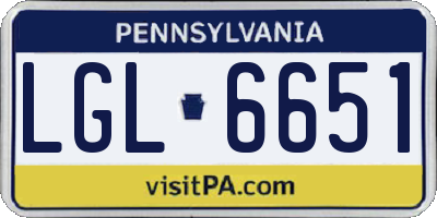 PA license plate LGL6651
