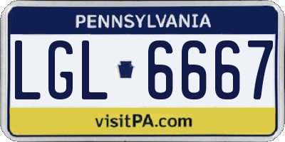 PA license plate LGL6667