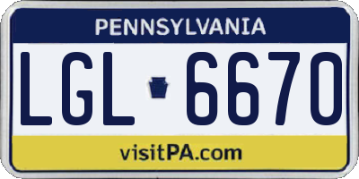 PA license plate LGL6670