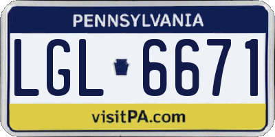 PA license plate LGL6671