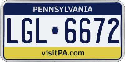 PA license plate LGL6672