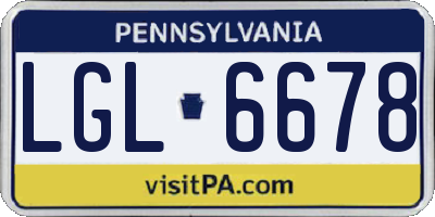 PA license plate LGL6678