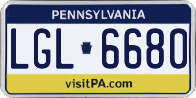 PA license plate LGL6680
