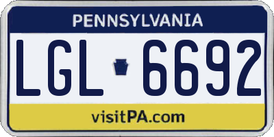 PA license plate LGL6692