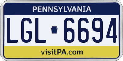 PA license plate LGL6694