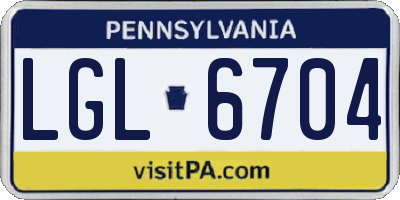 PA license plate LGL6704