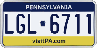 PA license plate LGL6711