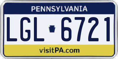 PA license plate LGL6721