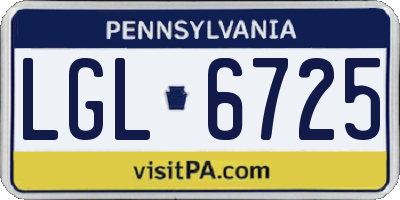 PA license plate LGL6725