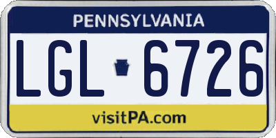 PA license plate LGL6726