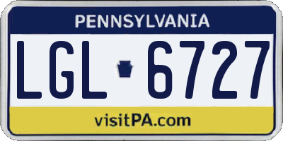 PA license plate LGL6727