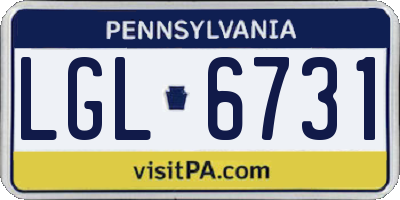 PA license plate LGL6731