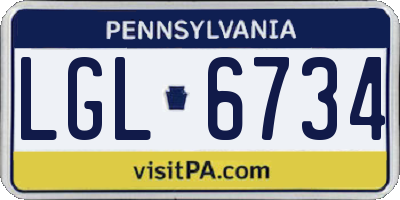 PA license plate LGL6734