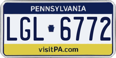 PA license plate LGL6772