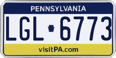 PA license plate LGL6773