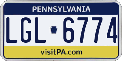 PA license plate LGL6774