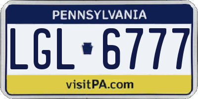 PA license plate LGL6777