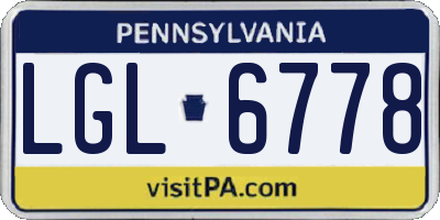PA license plate LGL6778