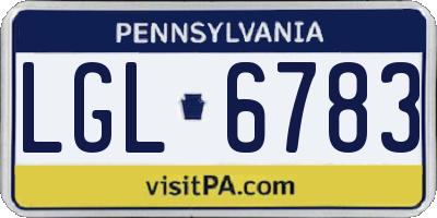 PA license plate LGL6783