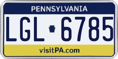 PA license plate LGL6785