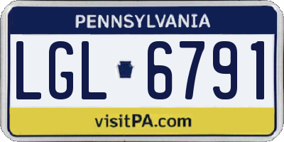 PA license plate LGL6791