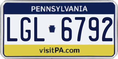 PA license plate LGL6792