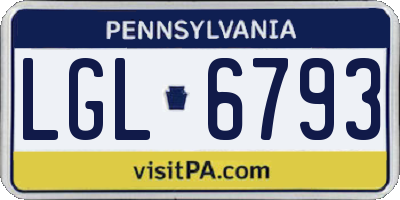 PA license plate LGL6793