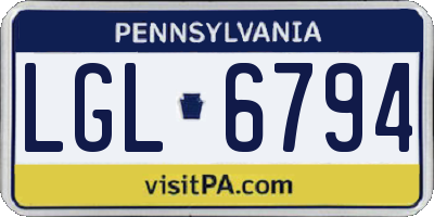 PA license plate LGL6794