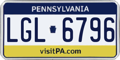 PA license plate LGL6796