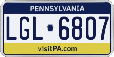 PA license plate LGL6807