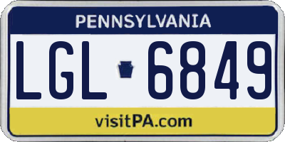 PA license plate LGL6849