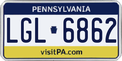 PA license plate LGL6862
